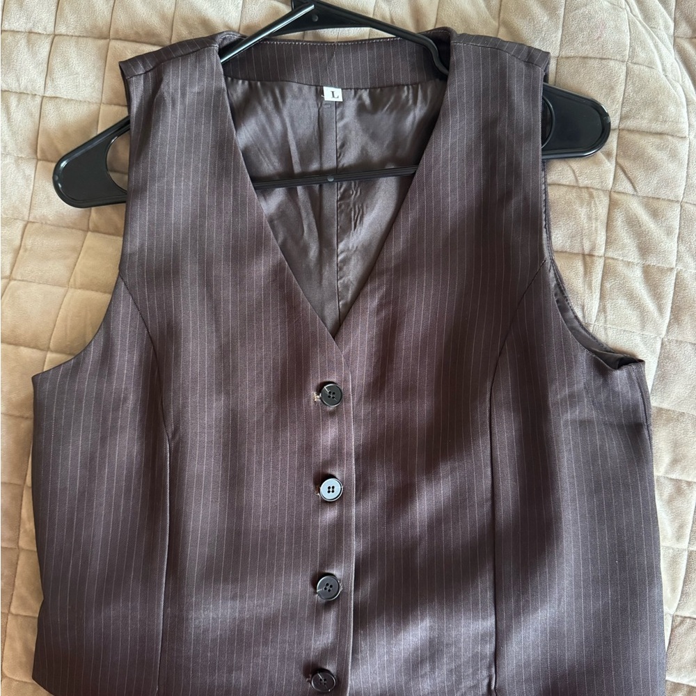 Classic Brown Women's Pinstripe Vest